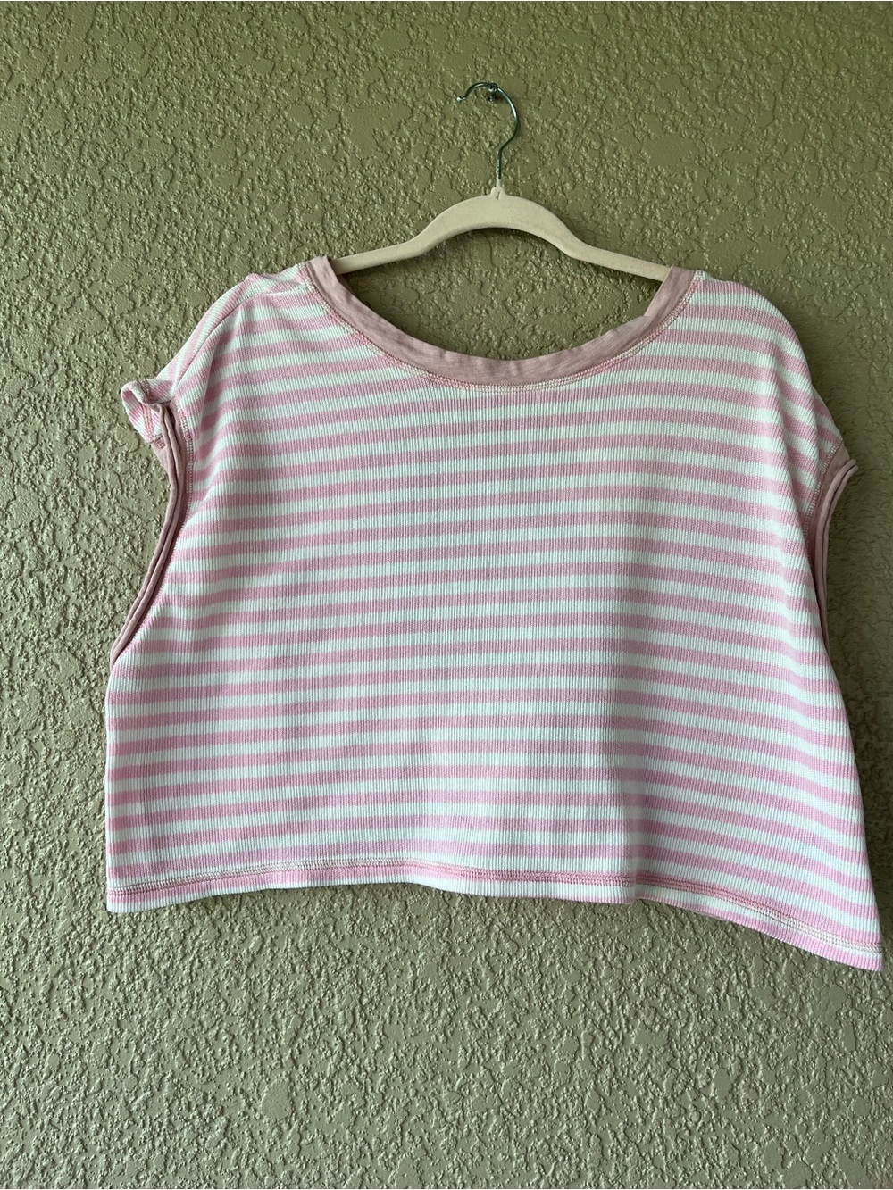 Women’s Pink & White Striped Top with Keyhole back